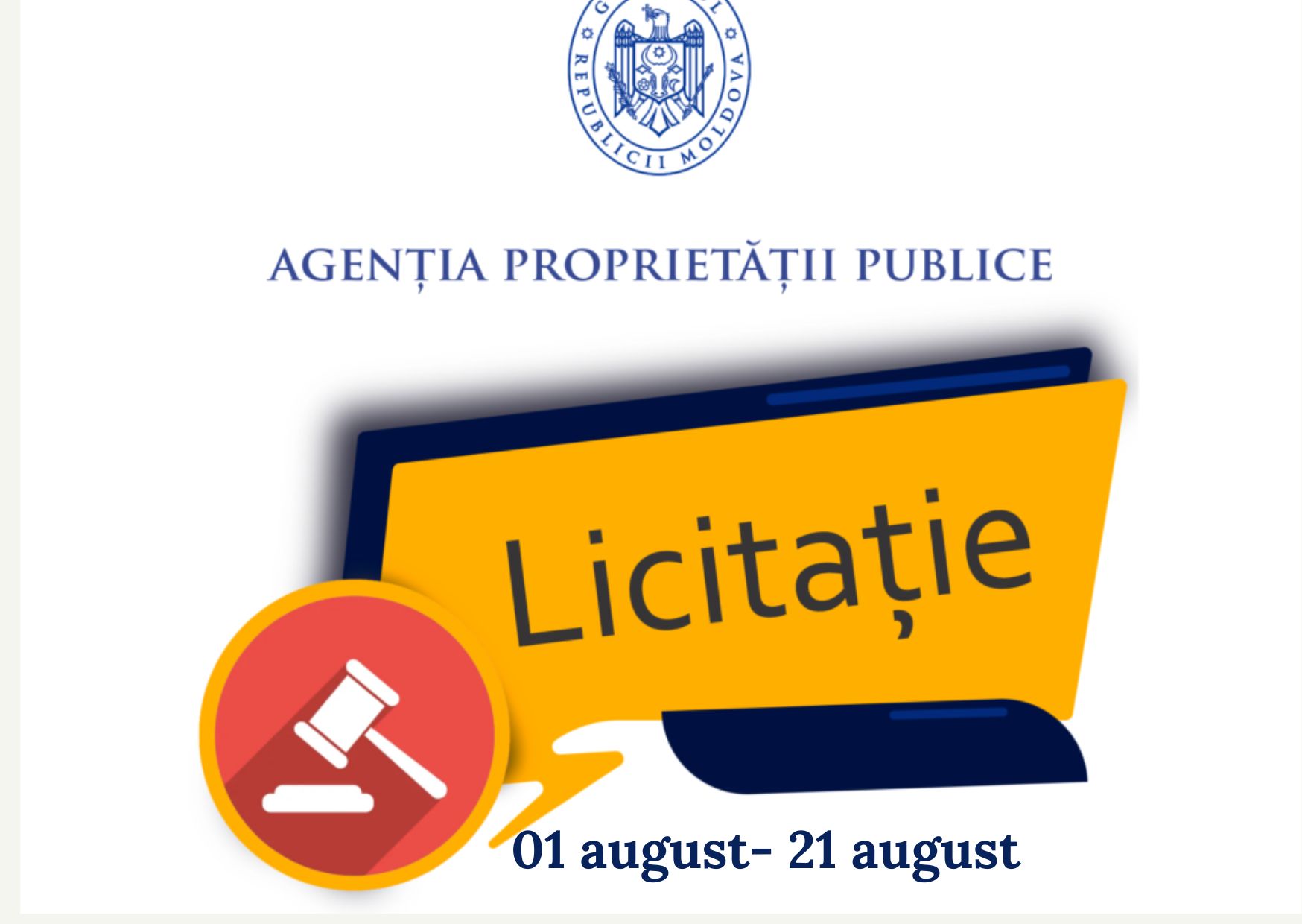 APP anunță desfășurarea licitației ,,cu strigare” și ,,cu reducere” privind privatizarea bunurilor proprietate publică de stat
