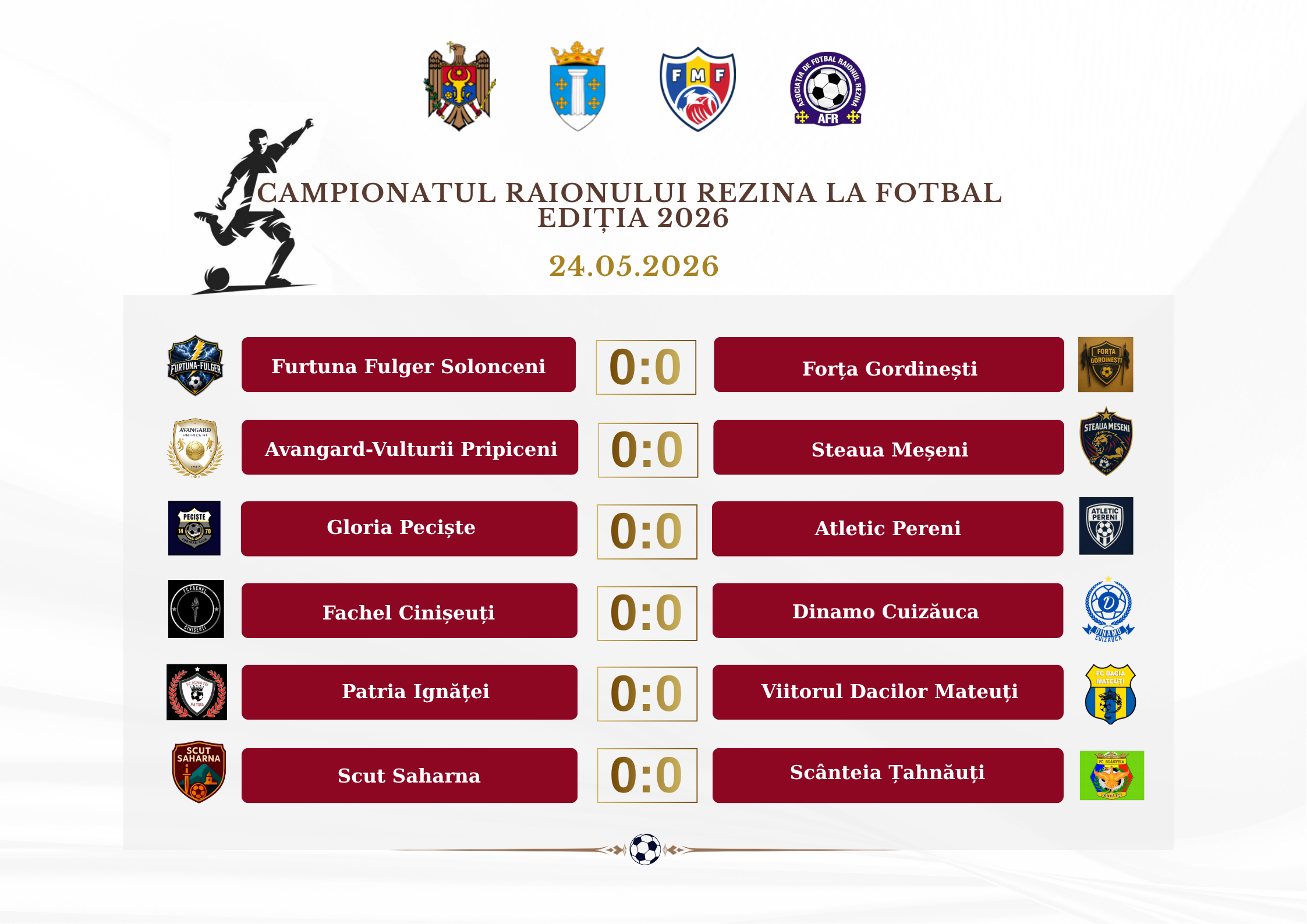 Campionatul Raional de Fotbal Rezina 2026 – s-a stabilit programul competițional