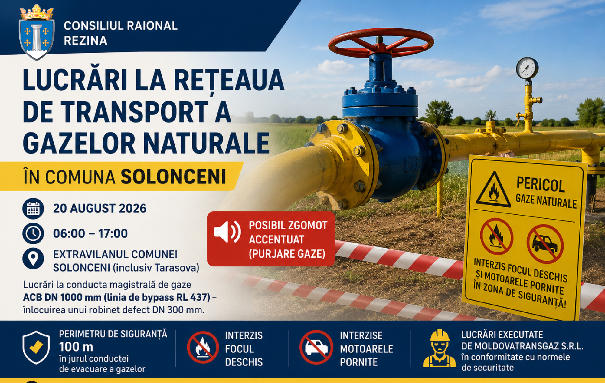 Atenție! Lucrări la rețeaua de gaze în comuna Solonceni (20 august)