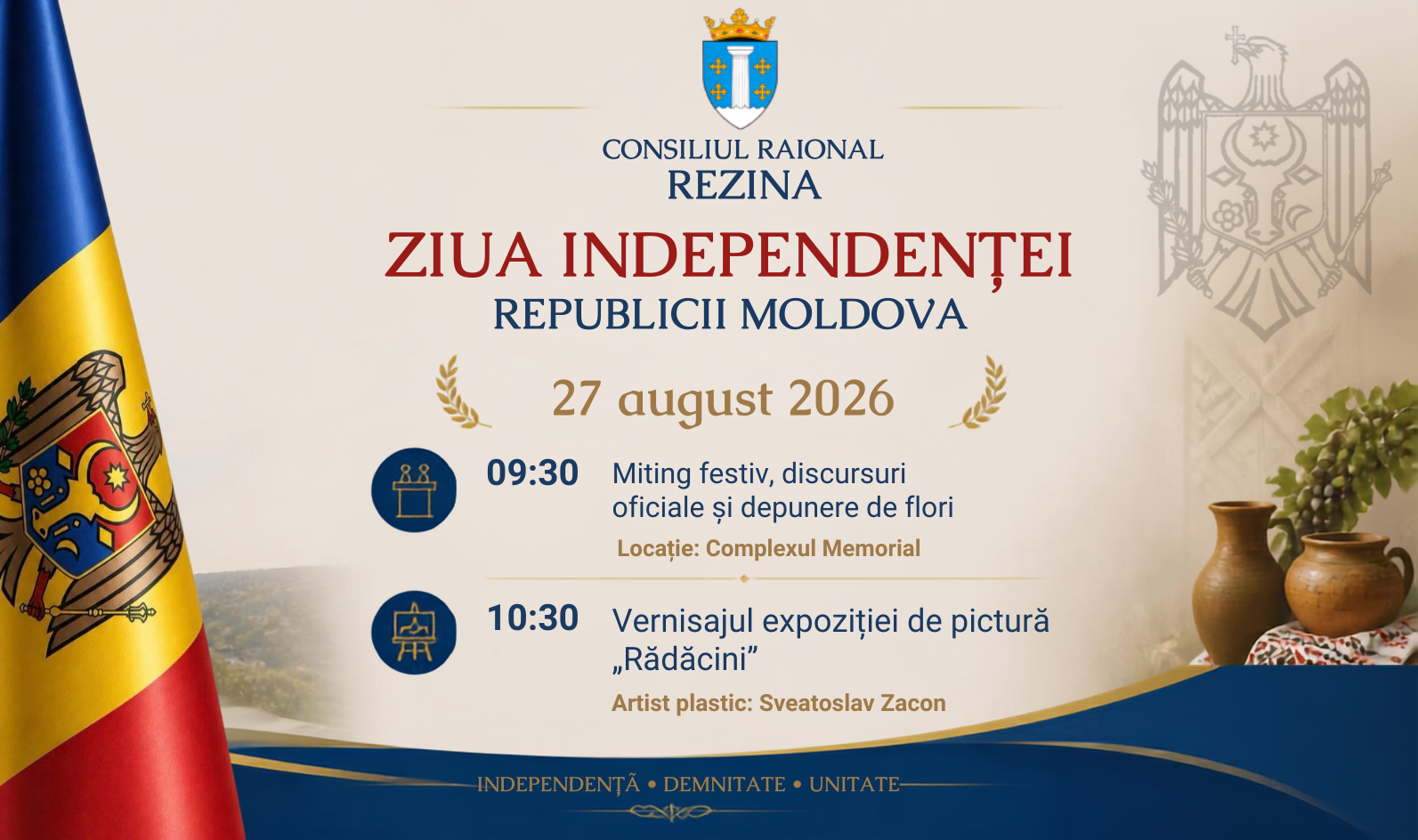Invitație la evenimentele dedicate Zilei Independenței Republicii Moldova – 27 august 2026